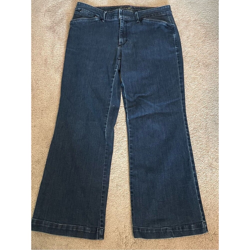 Eddie Bauer High-Rise Wide-Leg Jean Trousers in Deep Indigo | Size 12
